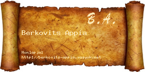 Berkovits Appia névjegykártya